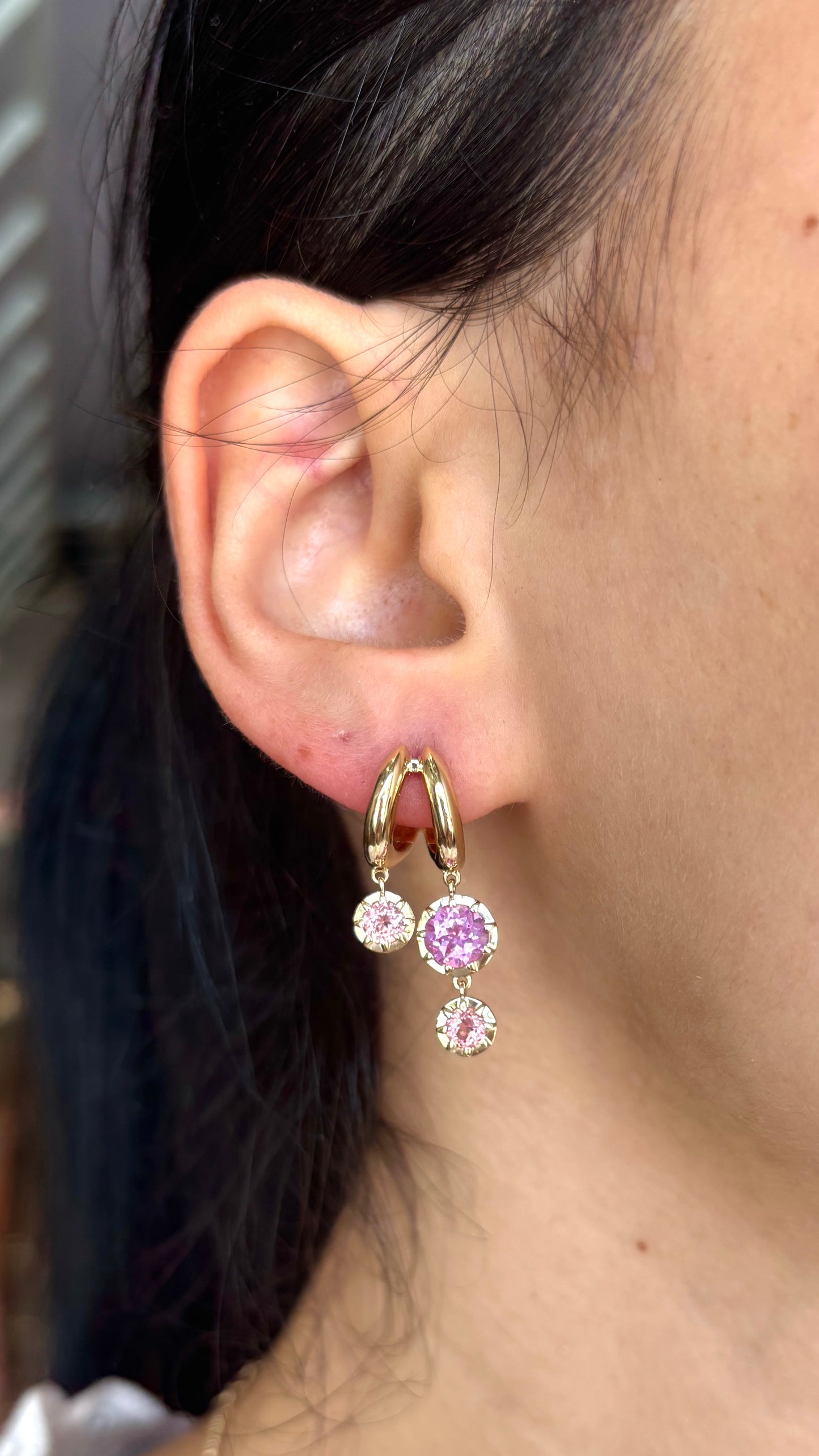 Lab Grown Fairy Pink Double Dangle Earrings