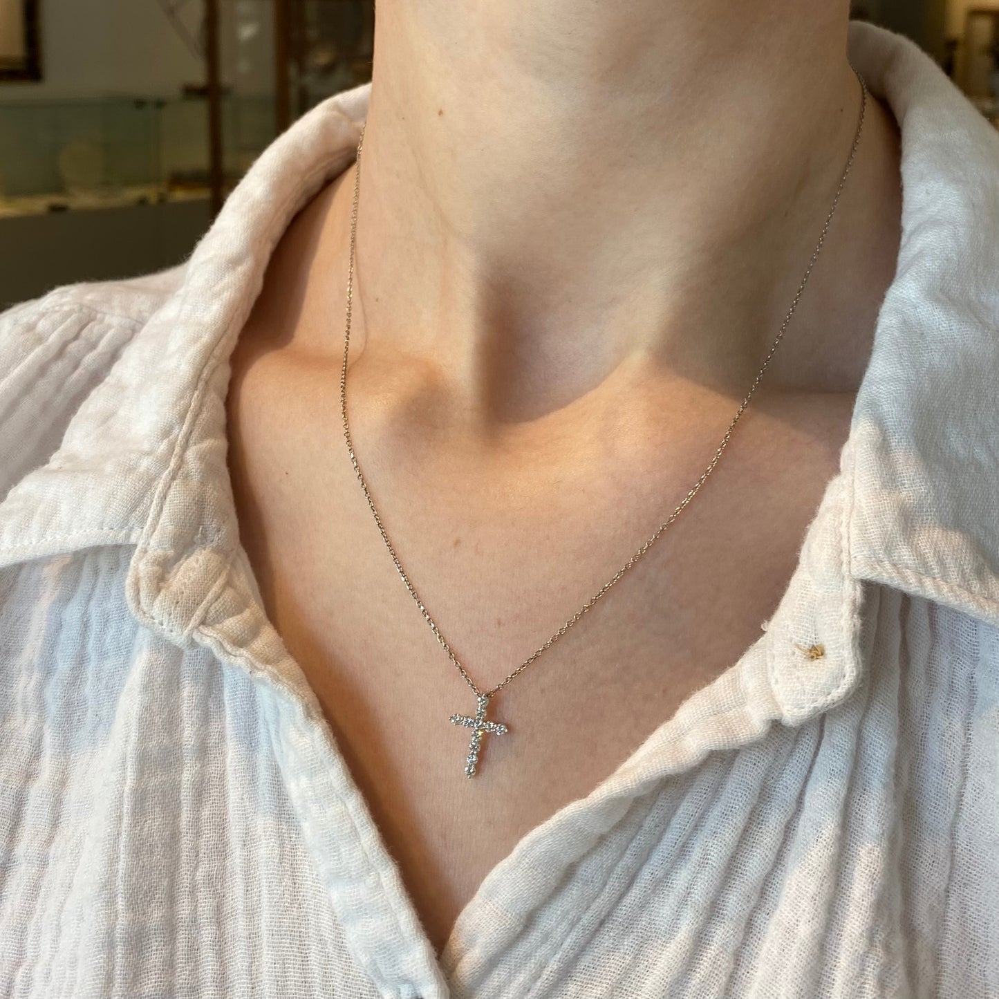 .25 ctw Diamond Cross White Gold Necklace