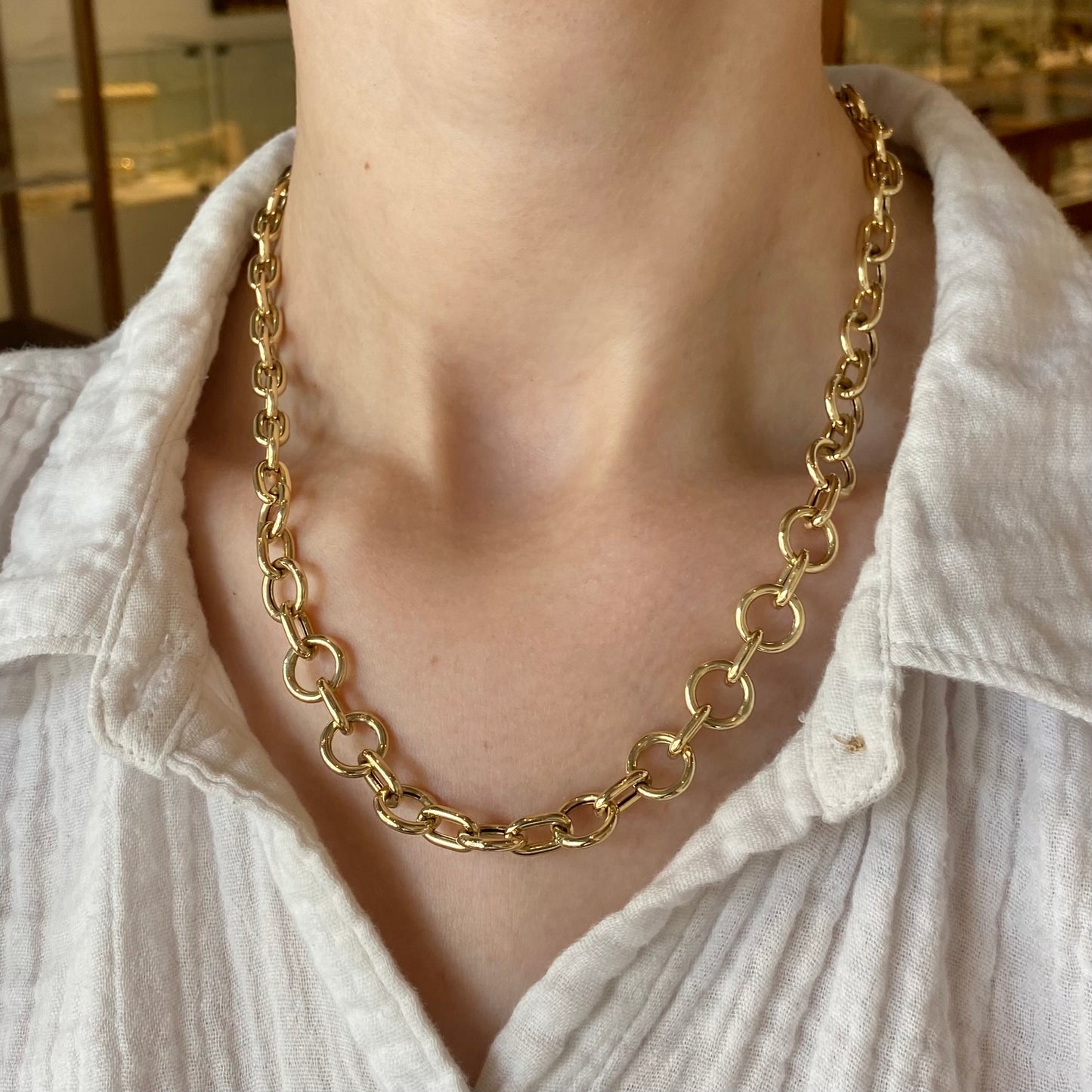 Chunky Circle Link Chain Necklace