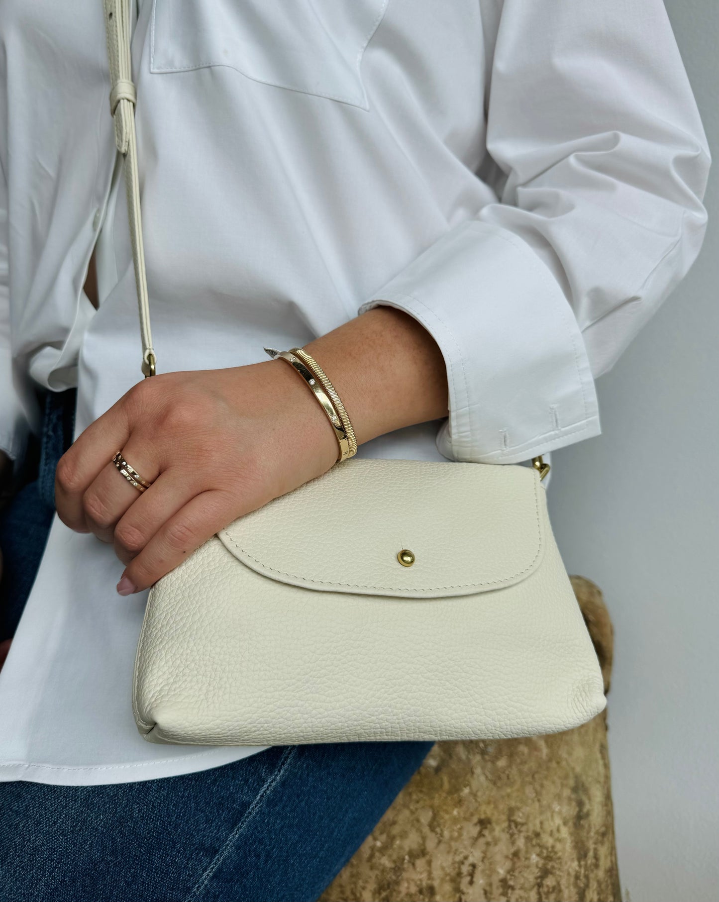 Milk Pebble Grain Kaanapali Crossbody Bag