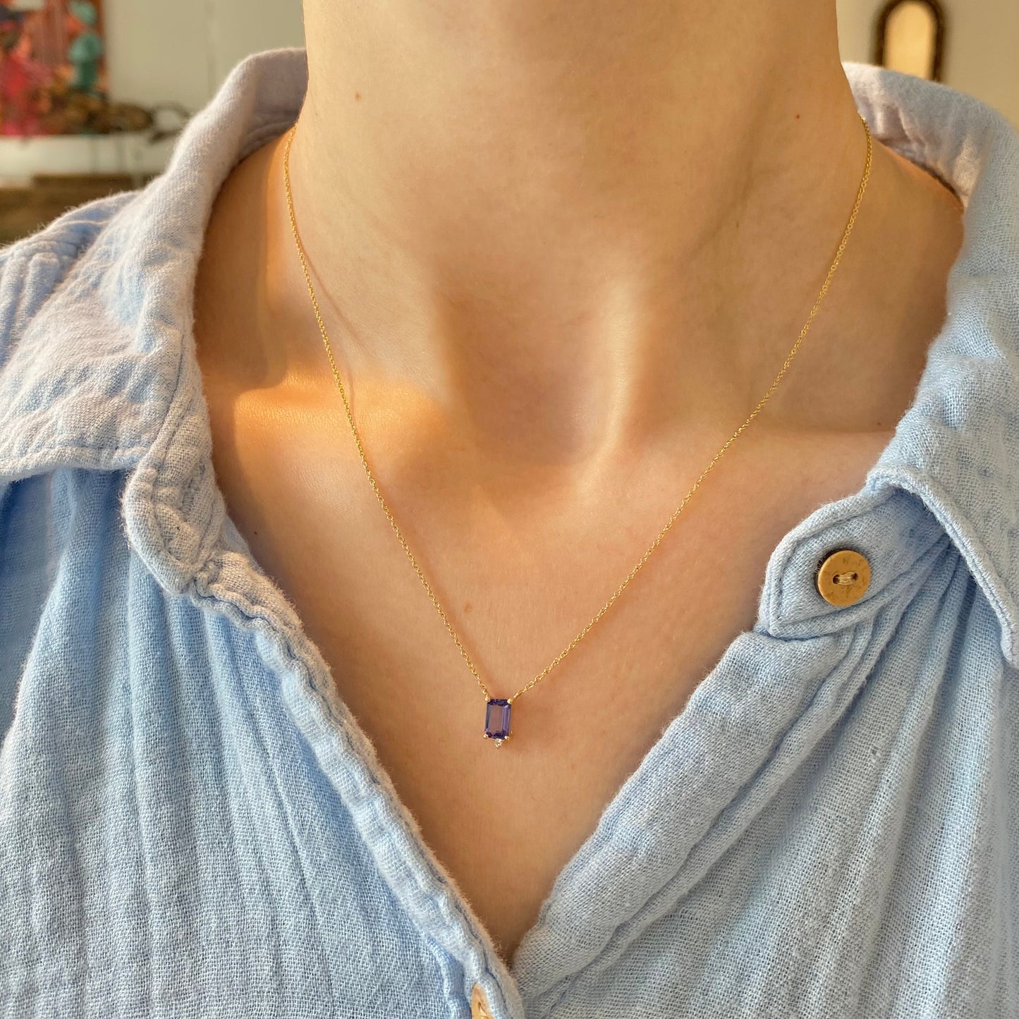 Blue Sapphire & Diamond Necklace