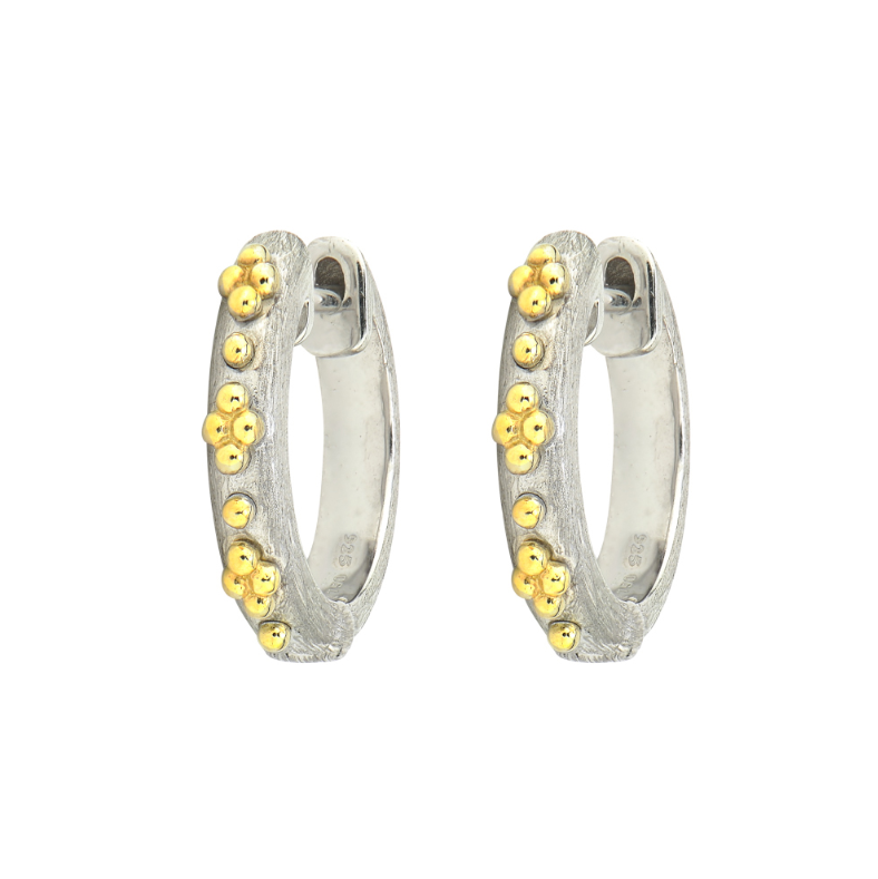 Small Mixed Metal Beaded Quad Huggies