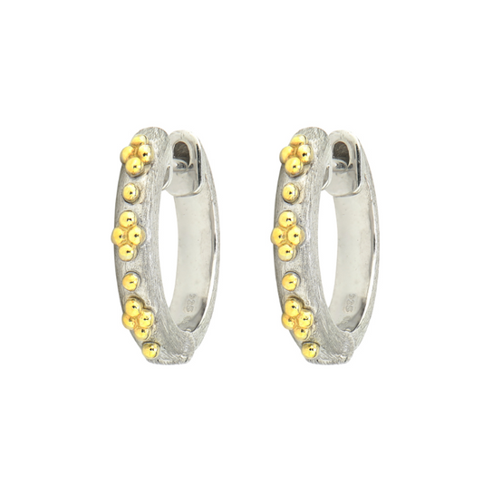 Small Mixed Metal Beaded Quad Huggies