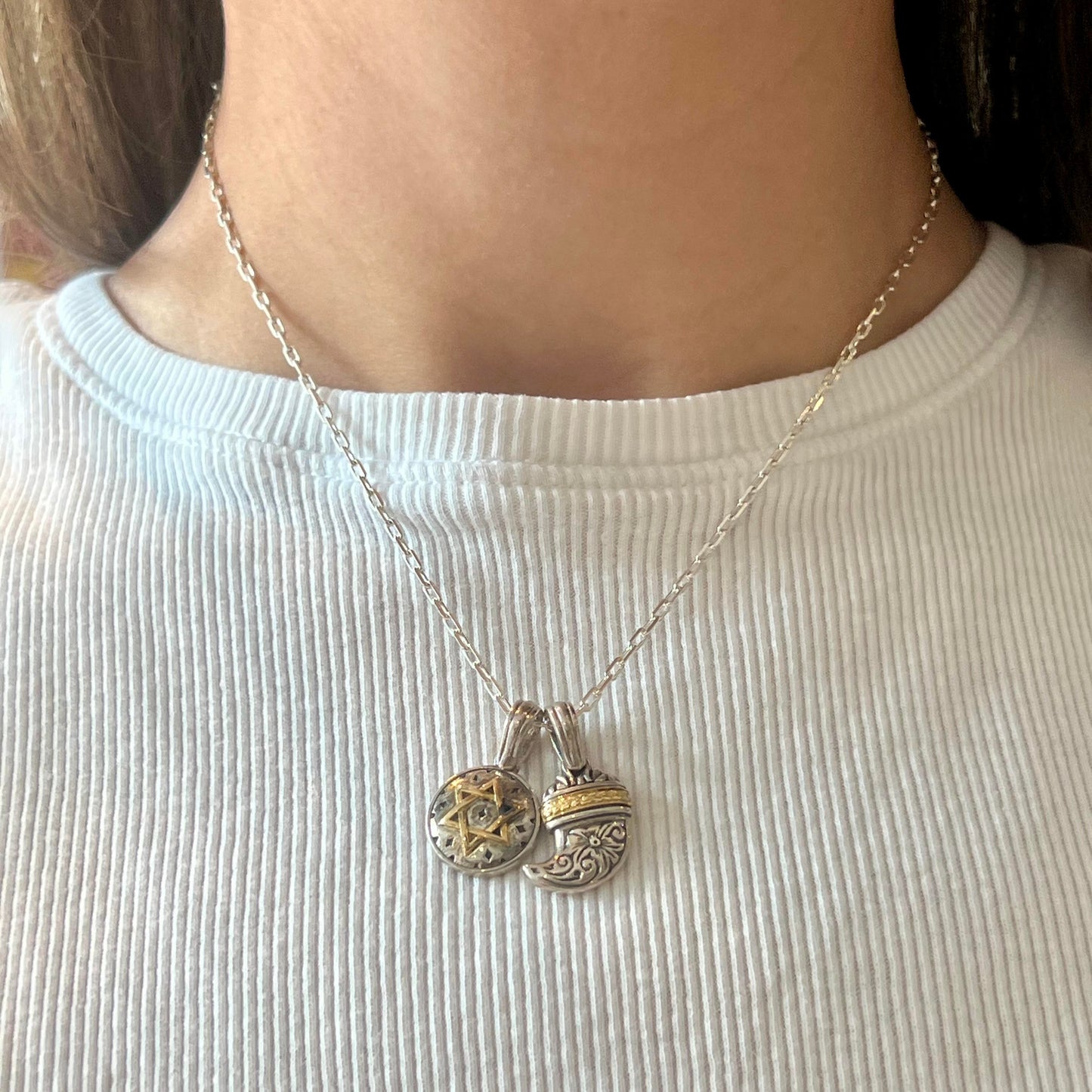 Mixed Metal Star of David Pendant