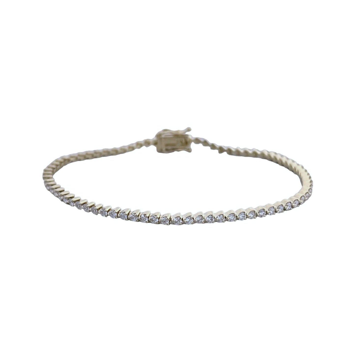 Three Prong White Gold Diamond Tennis Bracelet