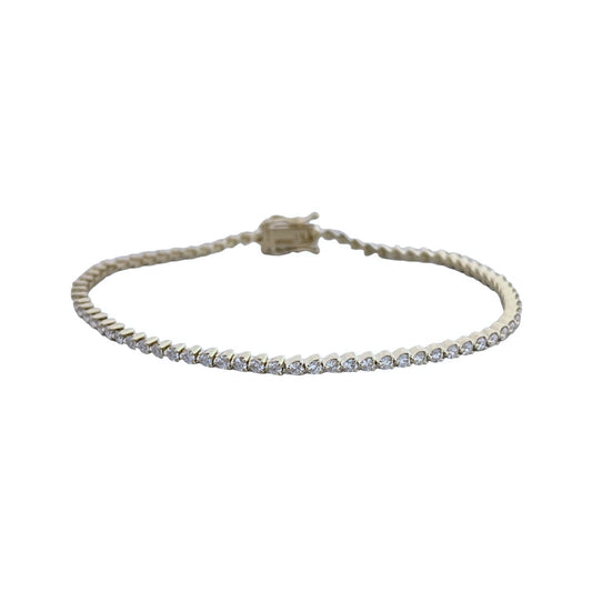 Three Prong White Gold Diamond Tennis Bracelet
