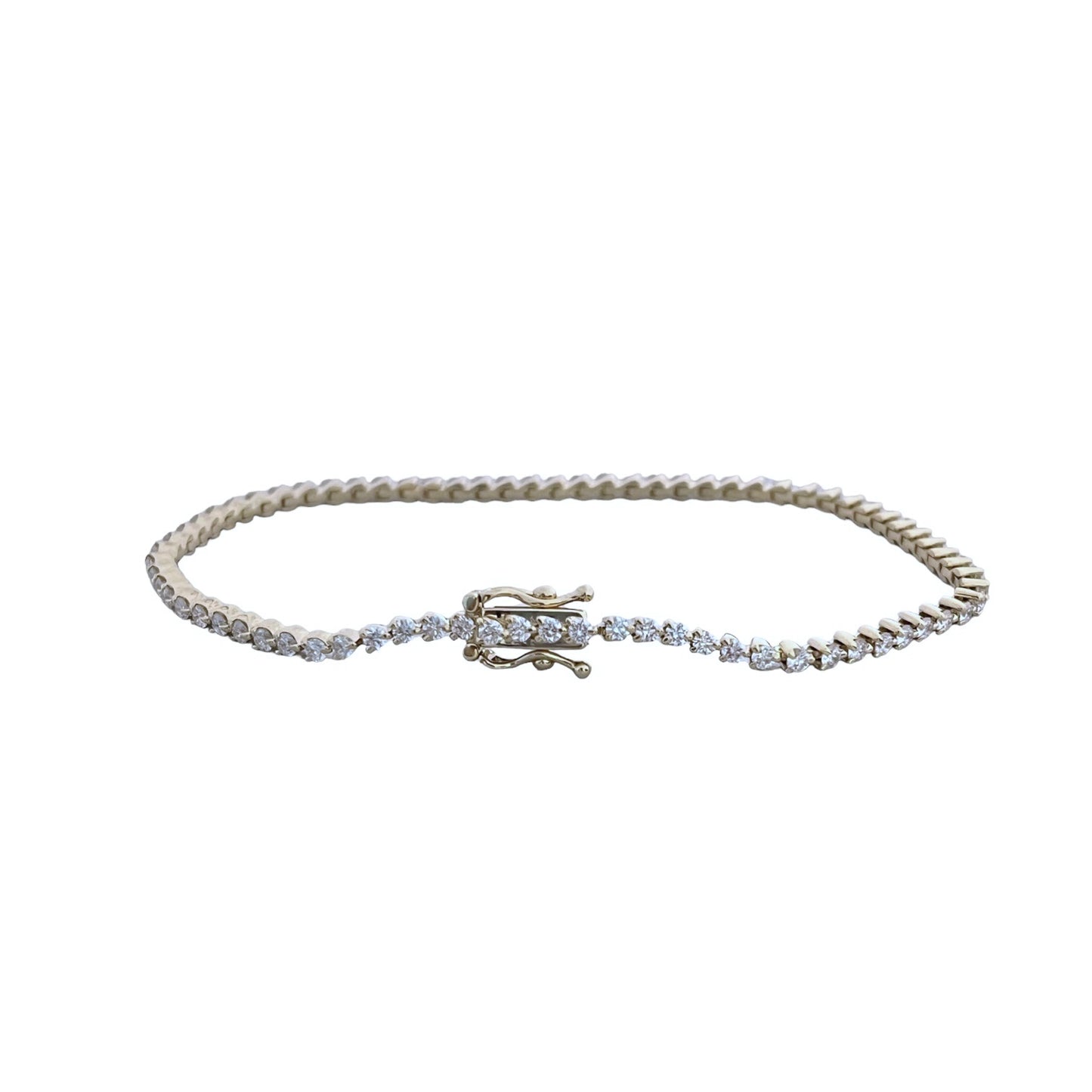 Three Prong White Gold Diamond Tennis Bracelet