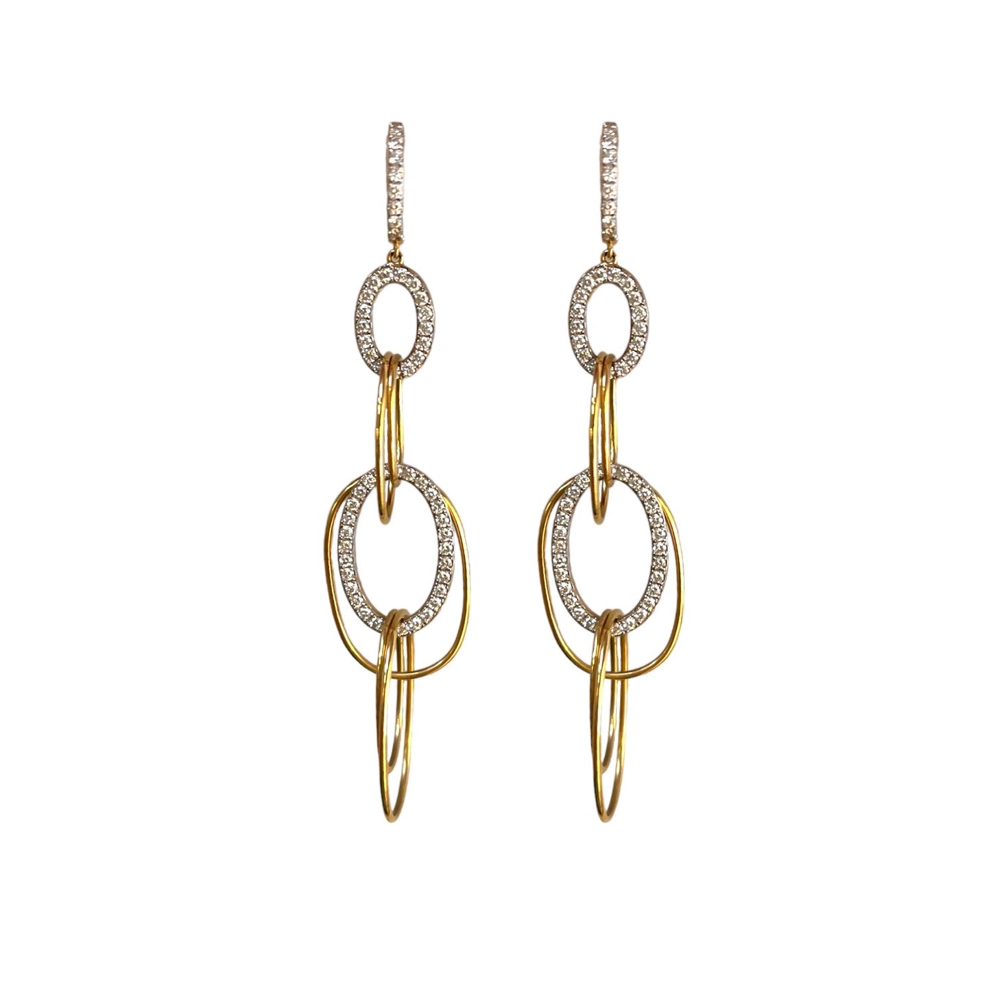 Diamond Oval Drop Earrings