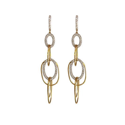 Diamond Oval Drop Earrings