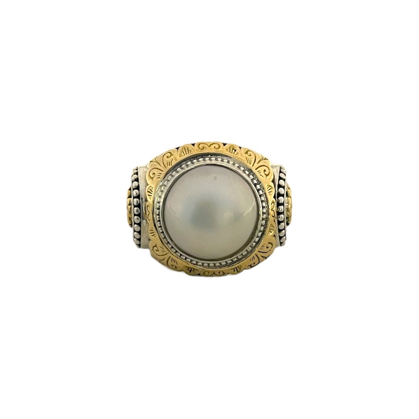 Large Mixed Metal Pearl Ring