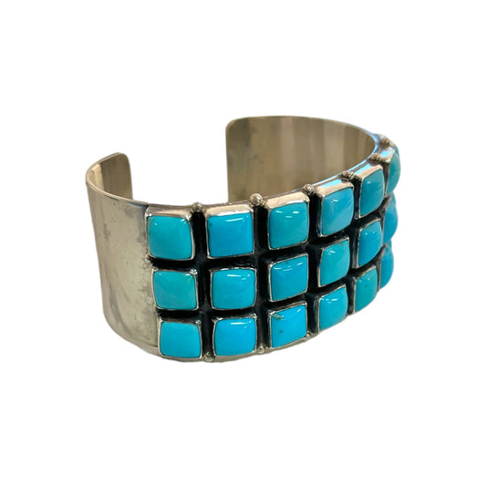 Wide Mutli Row Turquoise Cuff Bracelet