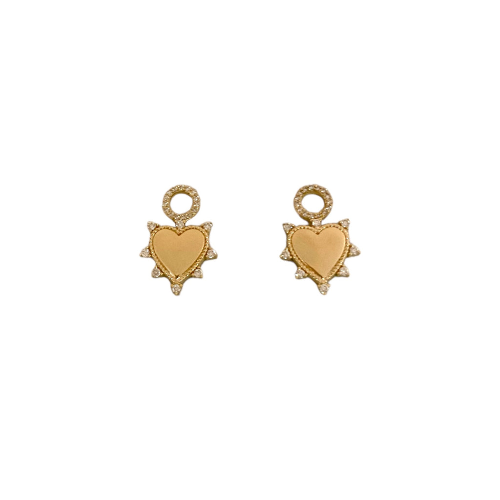 Gold Heart with Diamond Accent Earring Charms