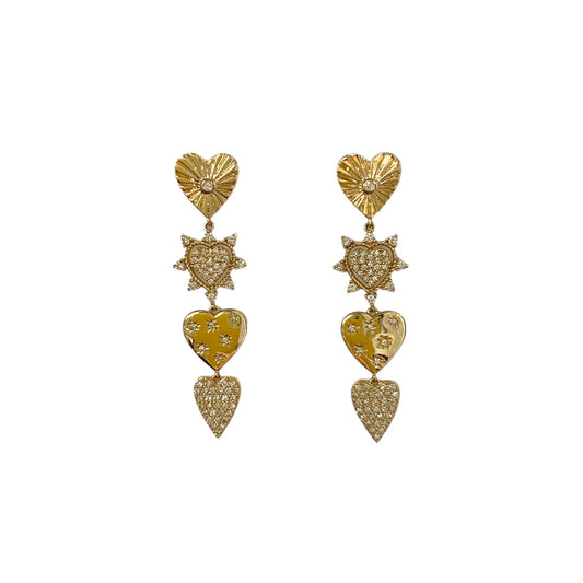 Multi Heart Drop Earrings
