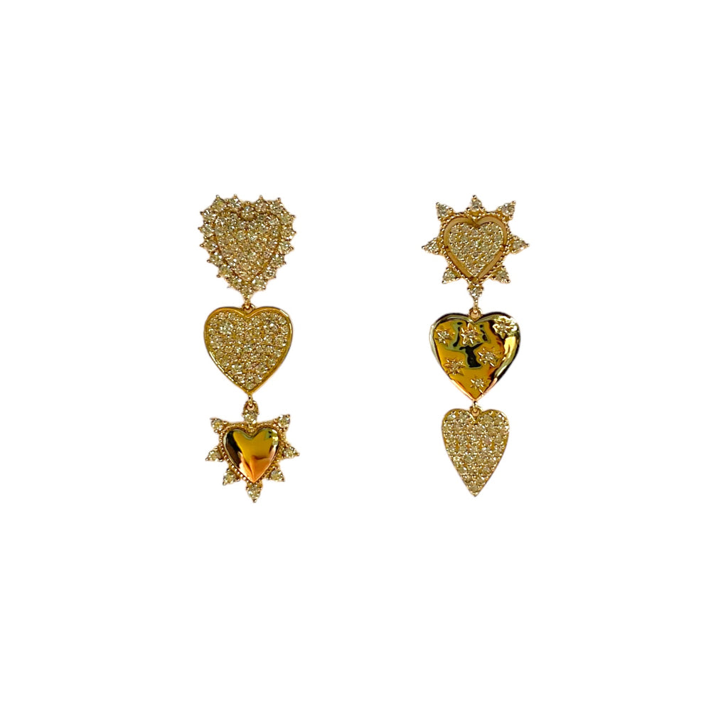 Asymmetrical Heart Diamond Earrings
