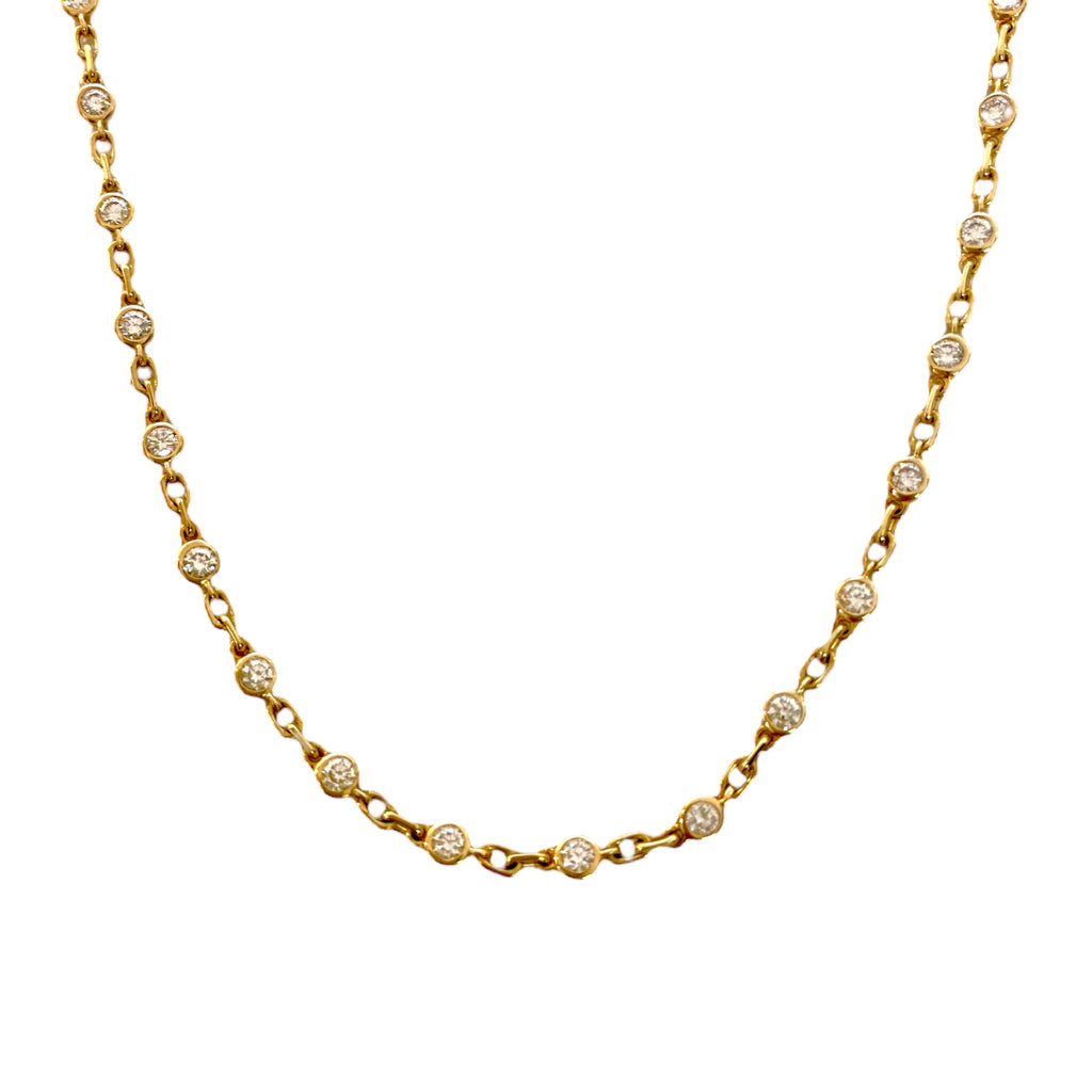 Alternating Diamond and Link Necklace