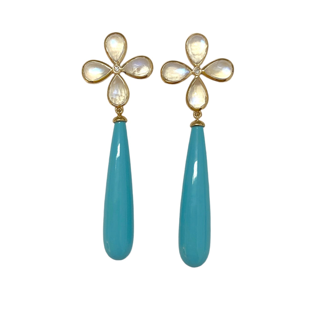 Labradorite Quad with Turquoise Drop Earrings