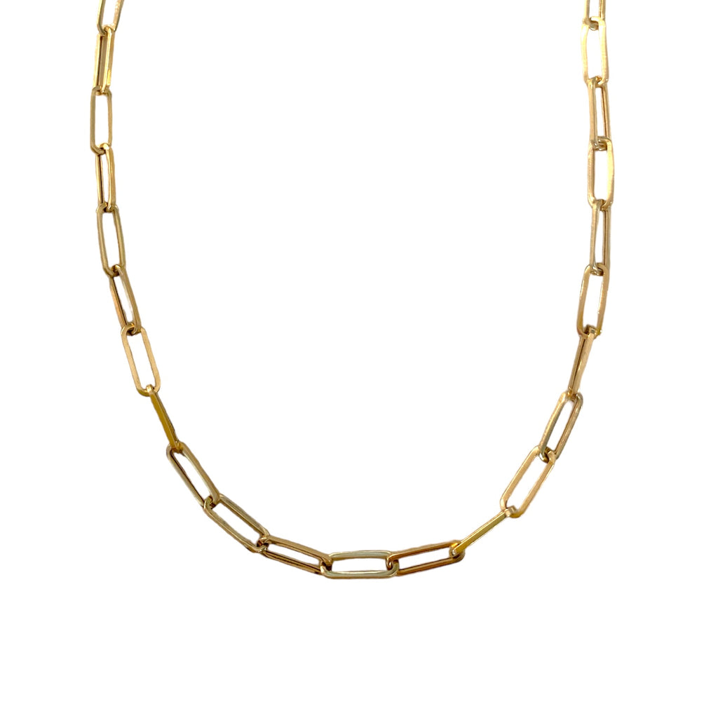 Yellow Gold Paperclip Chain Necklace