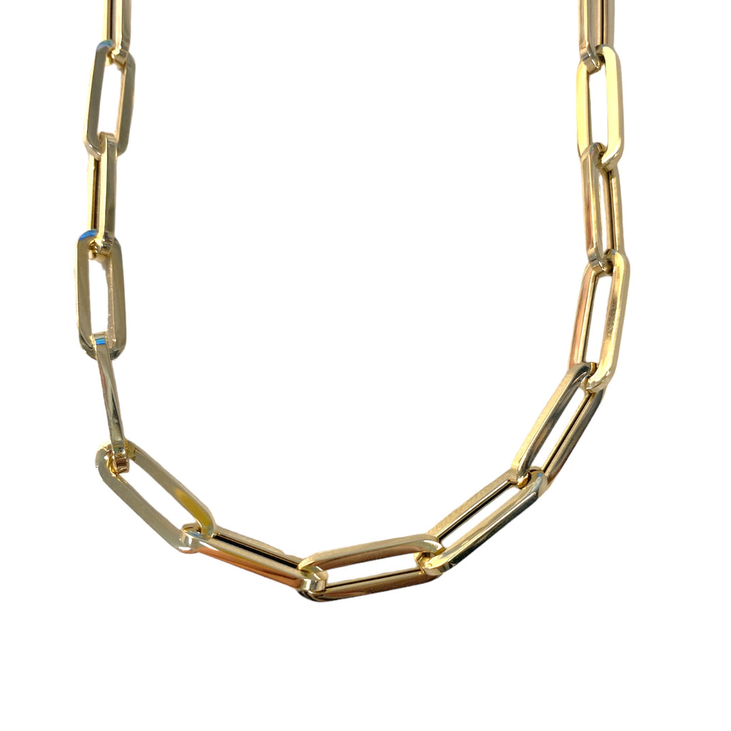 Yellow Gold Paperclip Necklace