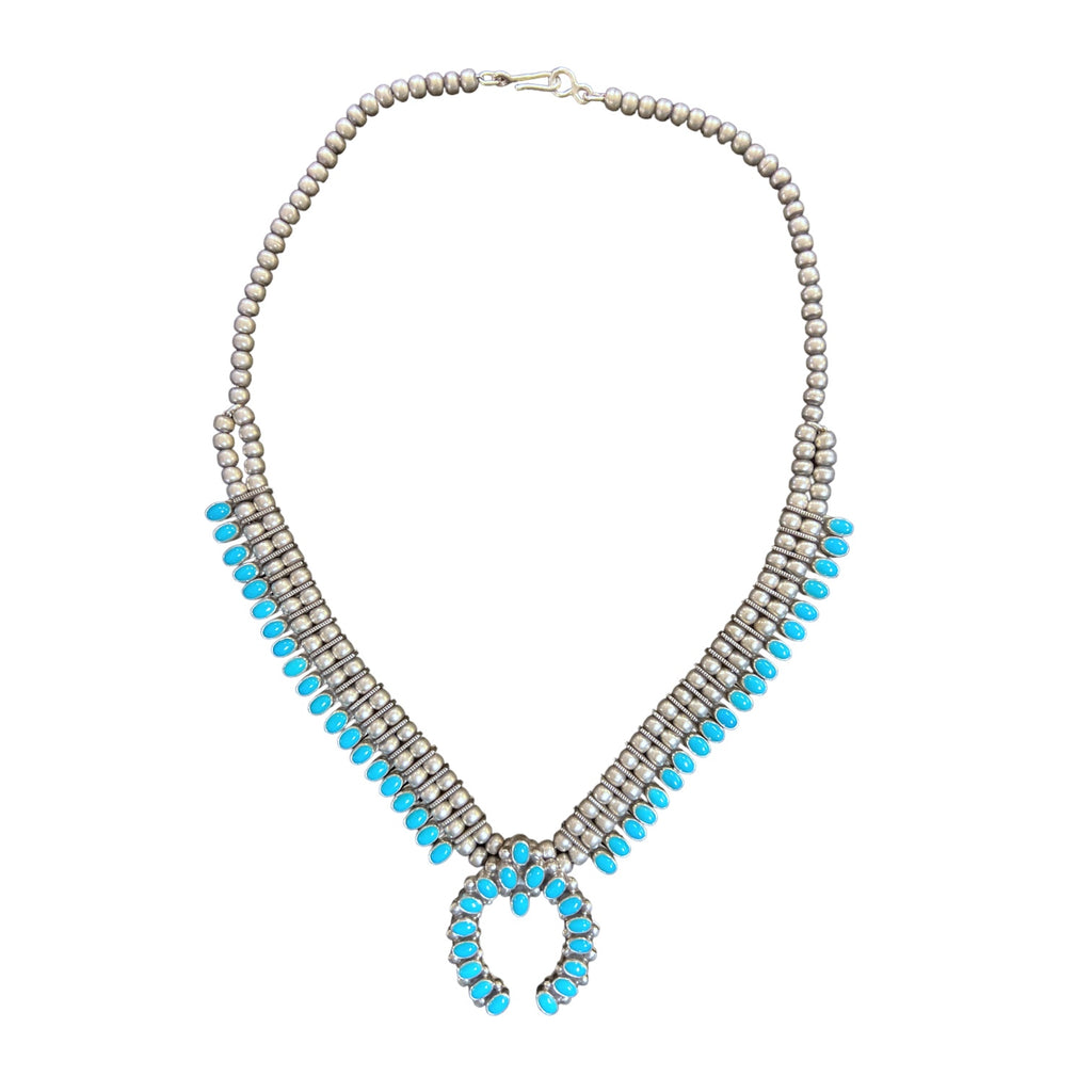 Sleeping Beauty Turquoise Squash Blossom Necklace
