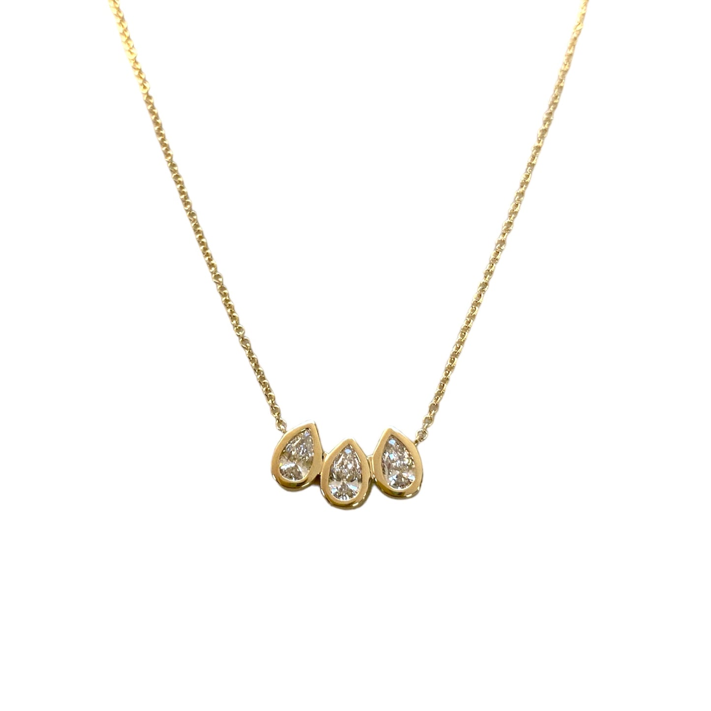 Three Pear Diamond Bezel Necklace
