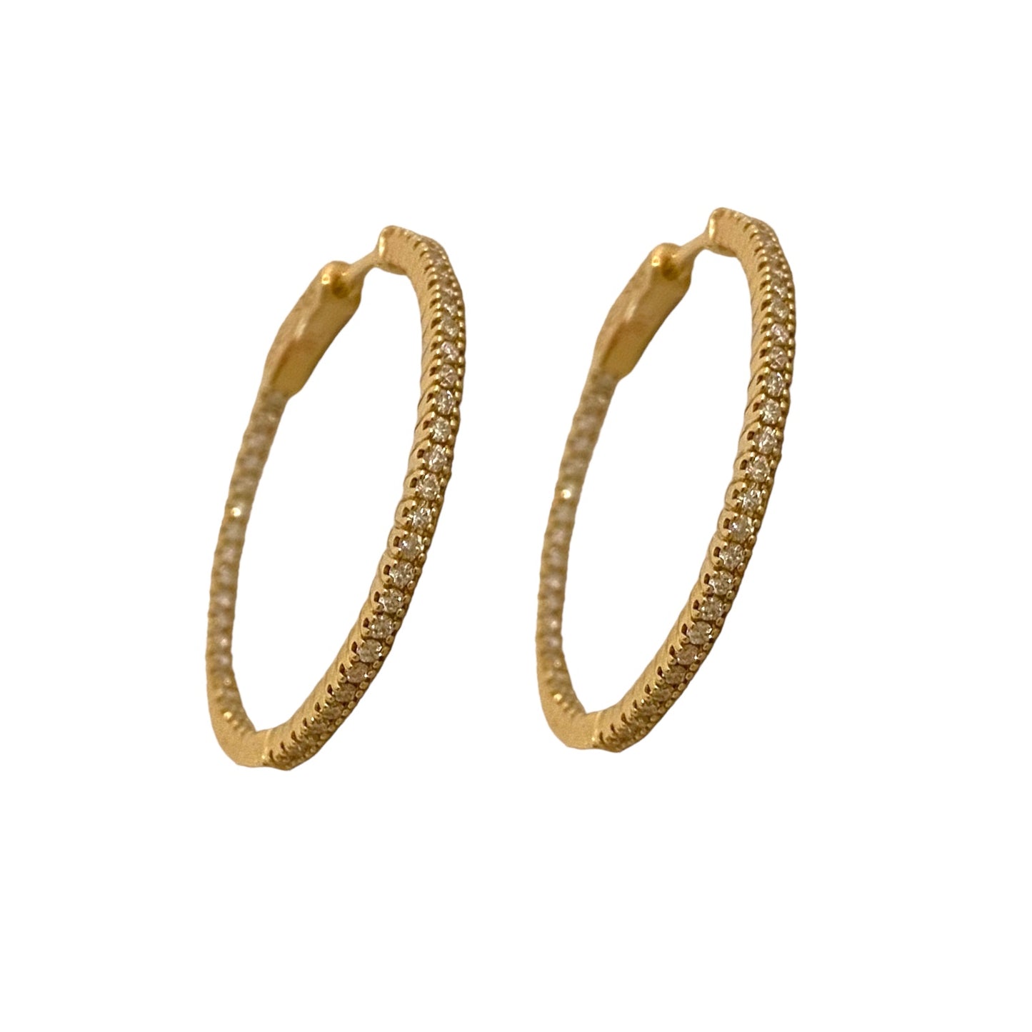 Inside Out Round Diamond Hoop Earrings