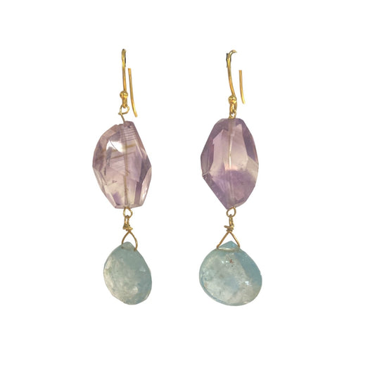 Amethyst & Aquamarine Drop Earrings