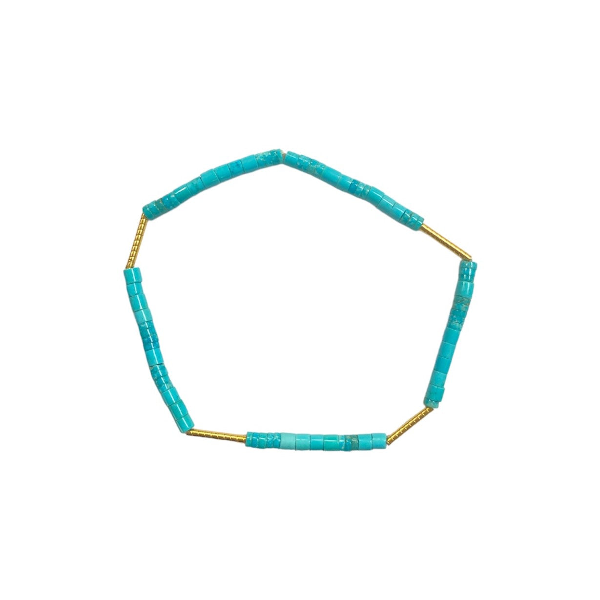 Turquoise & Gold Tubes Stretch Bracelet