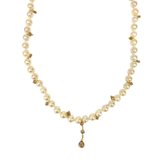Pearl and Natural Diamond Necklace