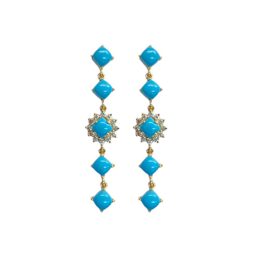Diamond & Turquoise Dangle Earrings