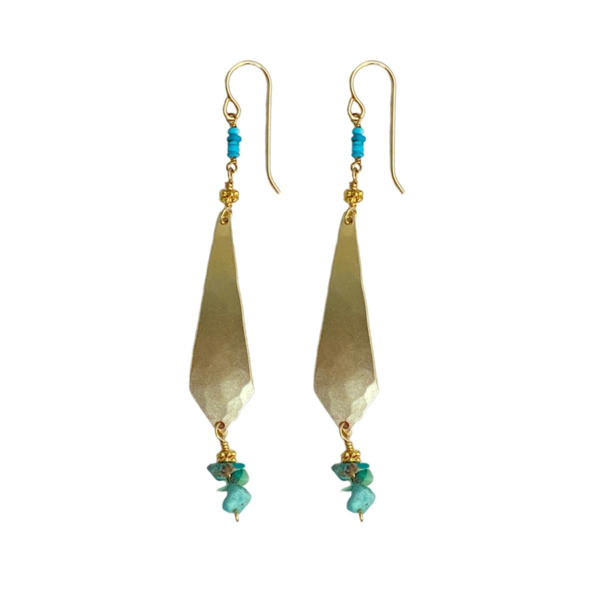 Turquoise Hammered Dangle Earrings