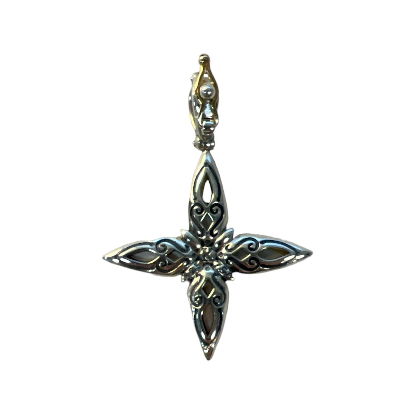 Sterling Silver & Yellow Agate Cross Pendant