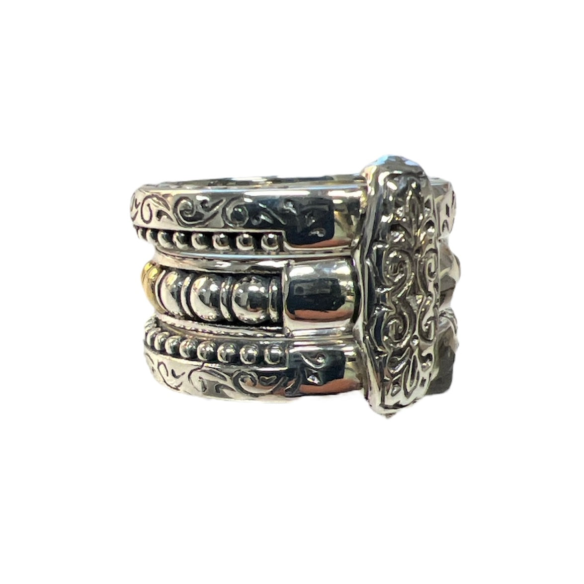 Triple Band Mixed Metal Flexible Ring
