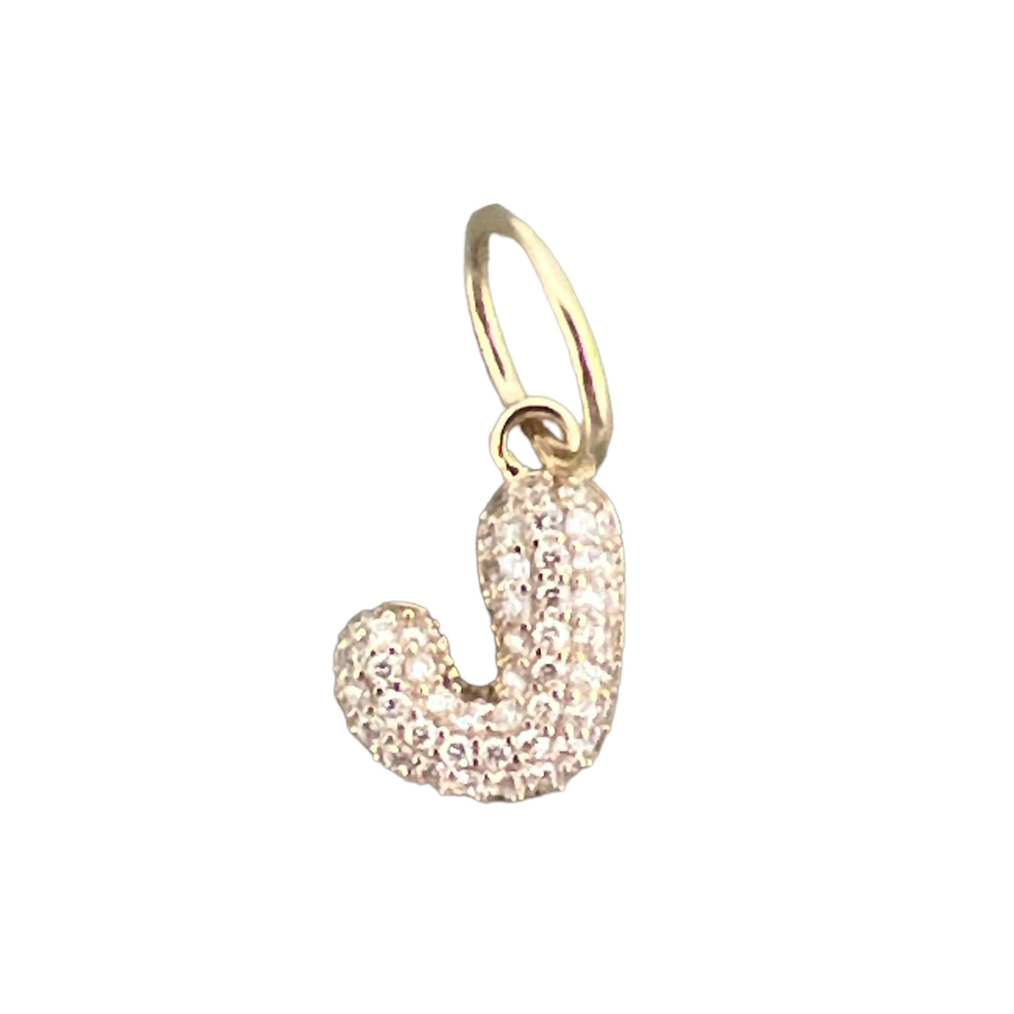 Pave Diamond "J" Bubble Letter Charm