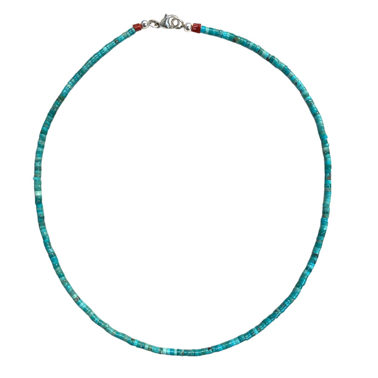 Beaded Turquoise Discs & Coral Necklace
