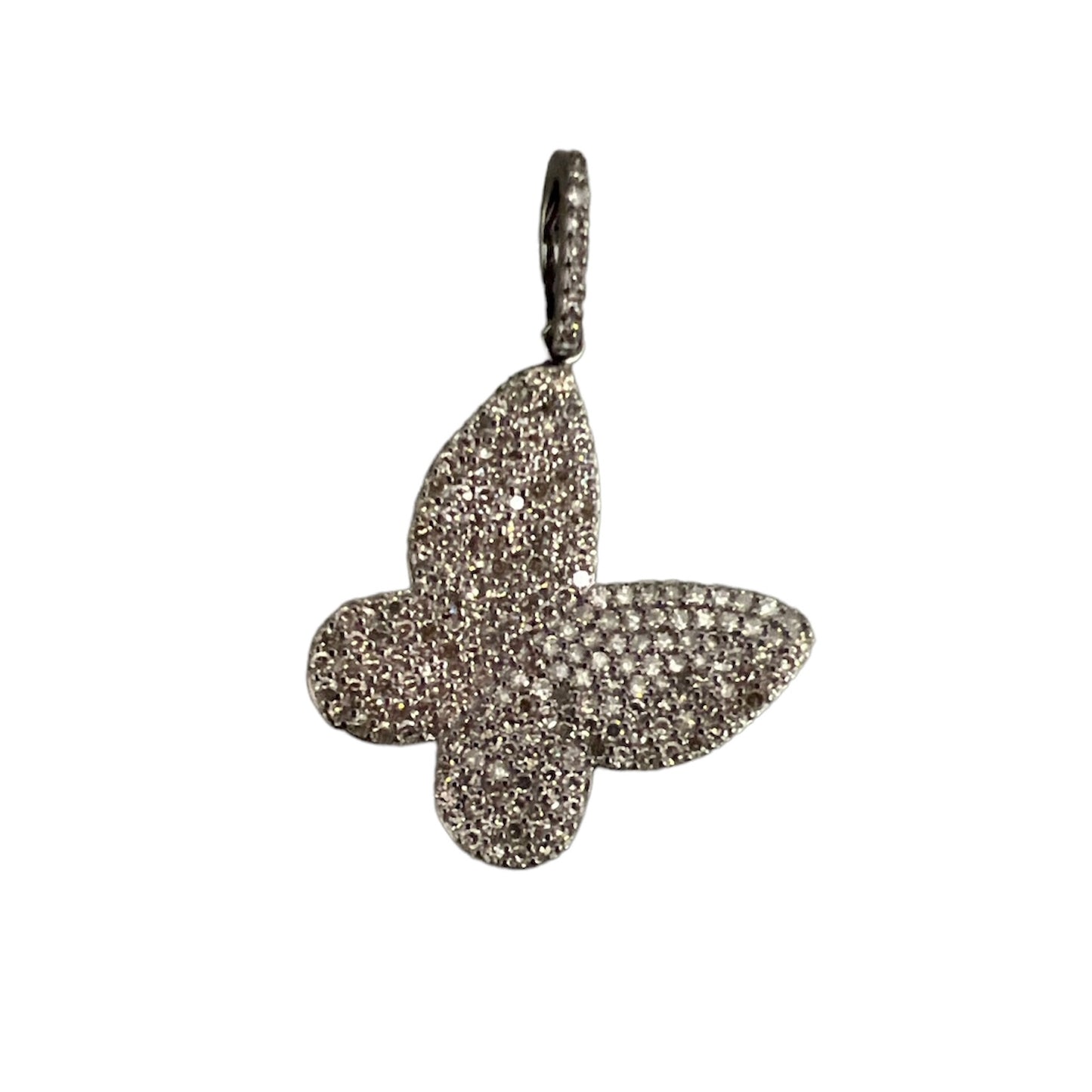Oxidized Silver Diamond Butterfly Pendant