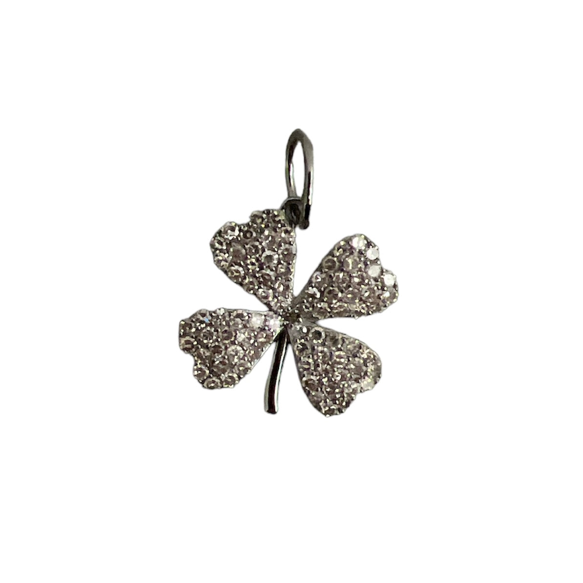 Oxidized Silver Diamond Clover Charm