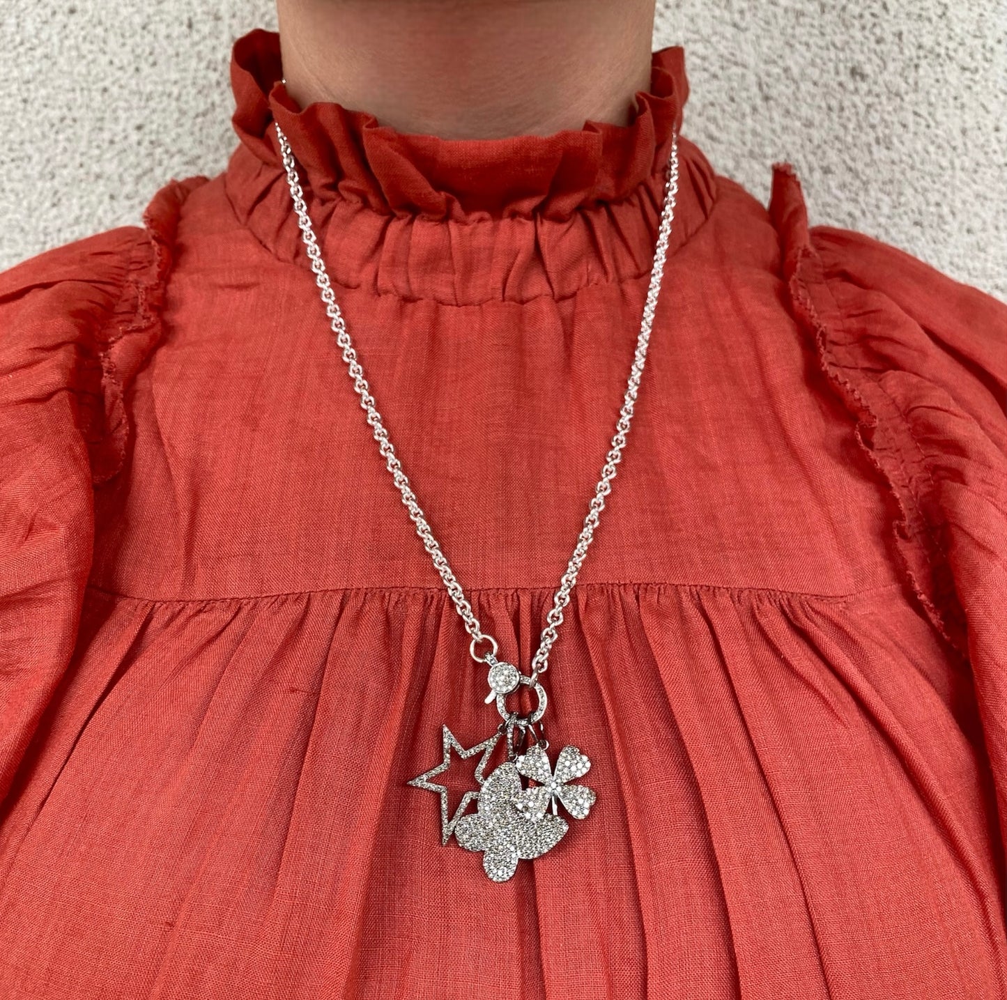 Oxidized Silver Diamond Butterfly Pendant