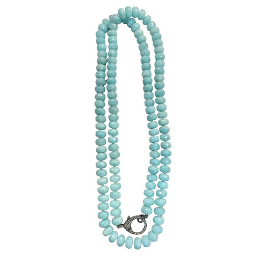 Amazonite Beaded Necklace with Diamond Clasp