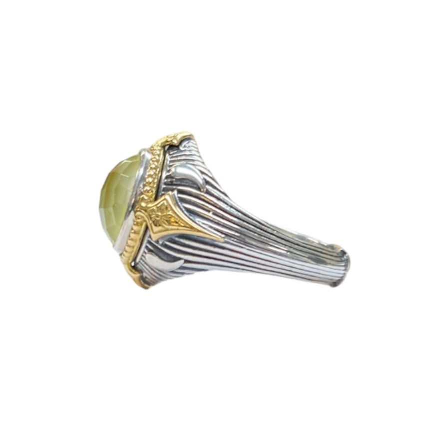 Yellow Agate Mixed Metal Ring