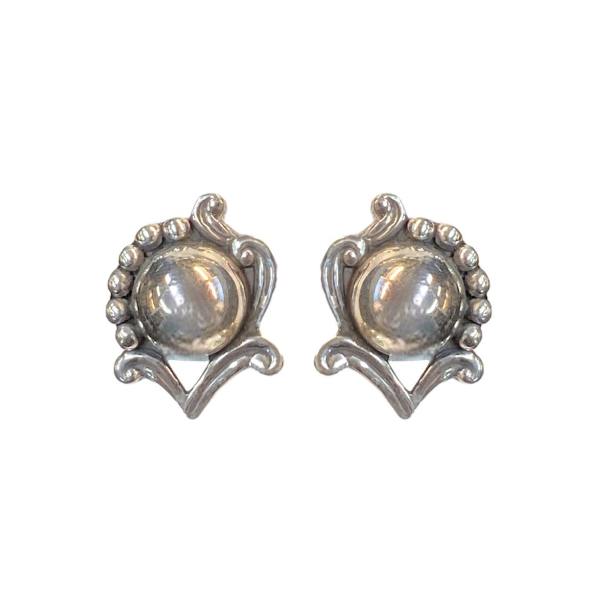 Flower Motif Silver Earrings