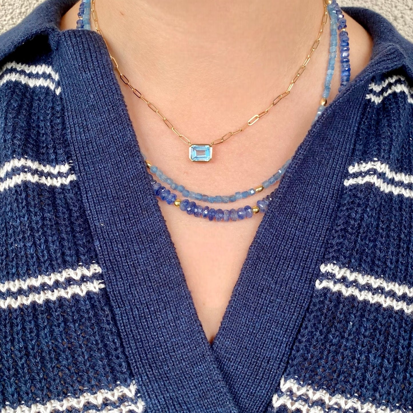 Sky Blue Topaz Solitaire Necklace