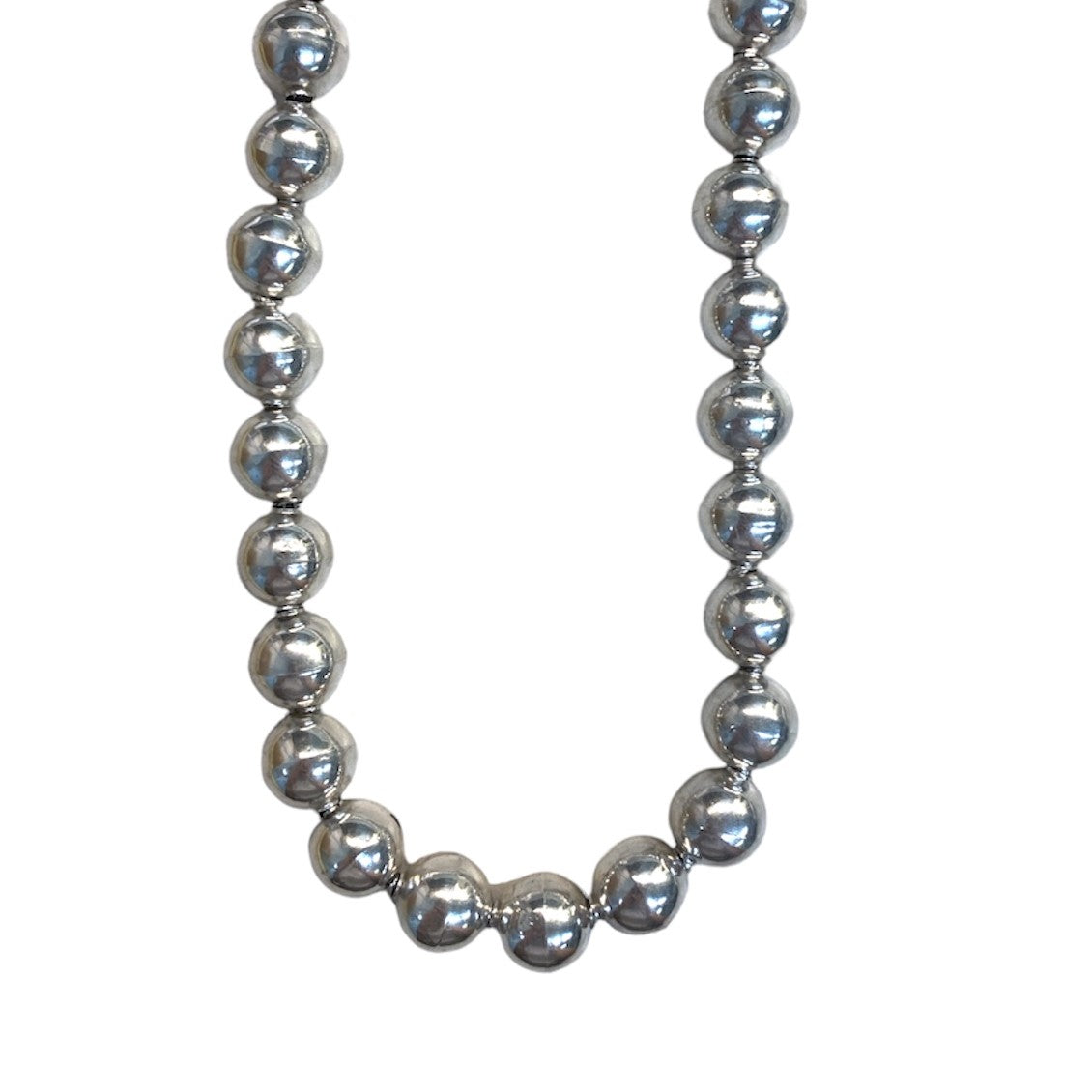 12mm Sterling Silver Bead Necklace
