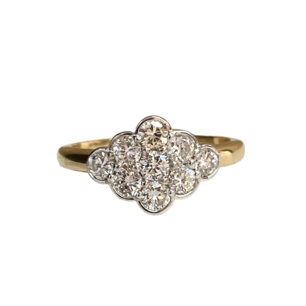 .81 ctw Mixed Metal Diamond Cluster Ring