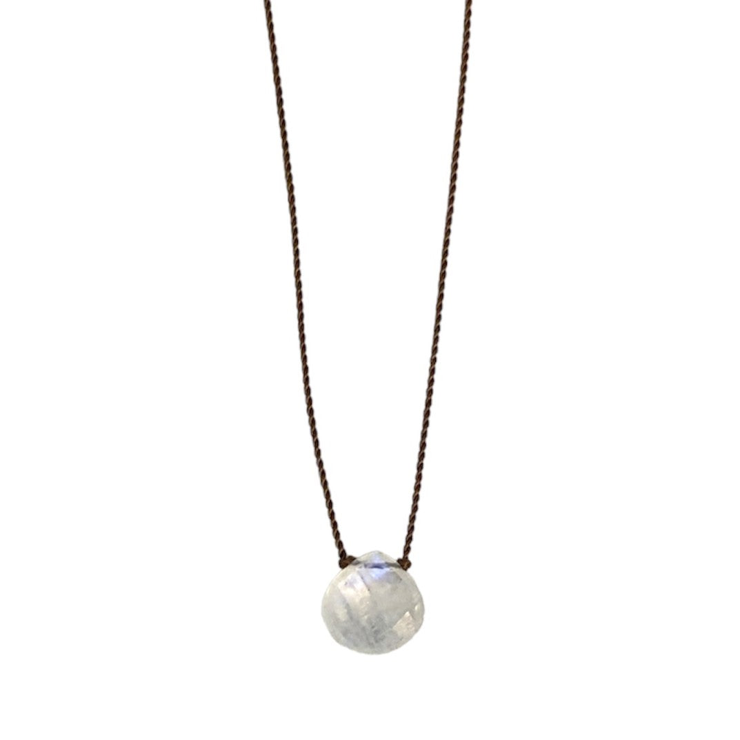 Rainbow Moonstone Solitaire Necklace