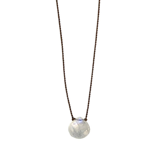 Rainbow Moonstone Solitaire Necklace