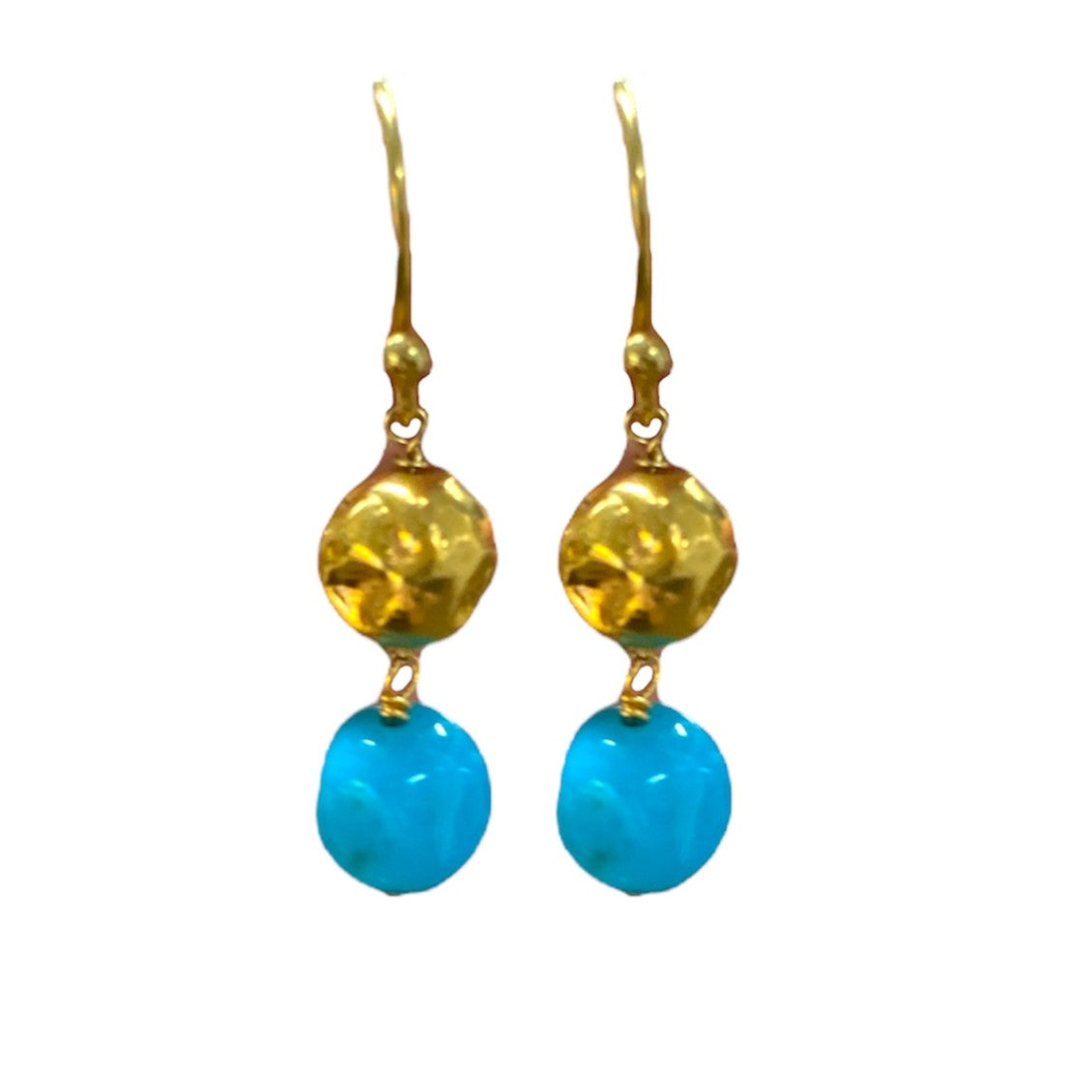 Turquoise & Gold Bead Earrings