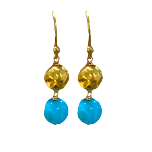 Turquoise & Gold Bead Earrings