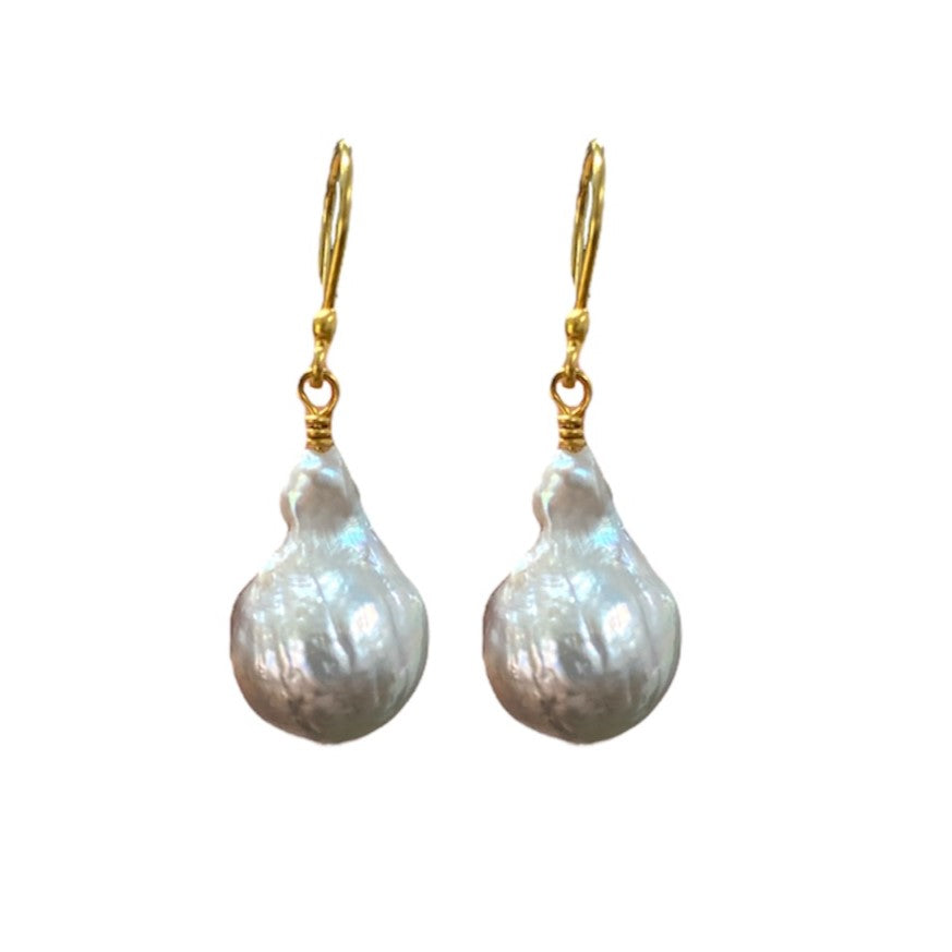 Baroque Pearl Wire Hook Earrings
