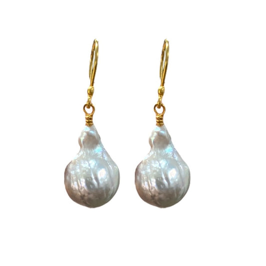 Baroque Pearl Wire Hook Earrings