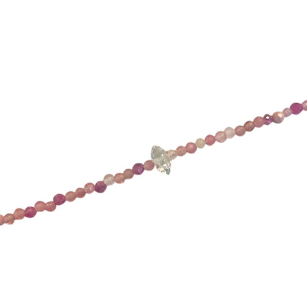 Pink Tourmaline & Herkimer Diamond Bracelet